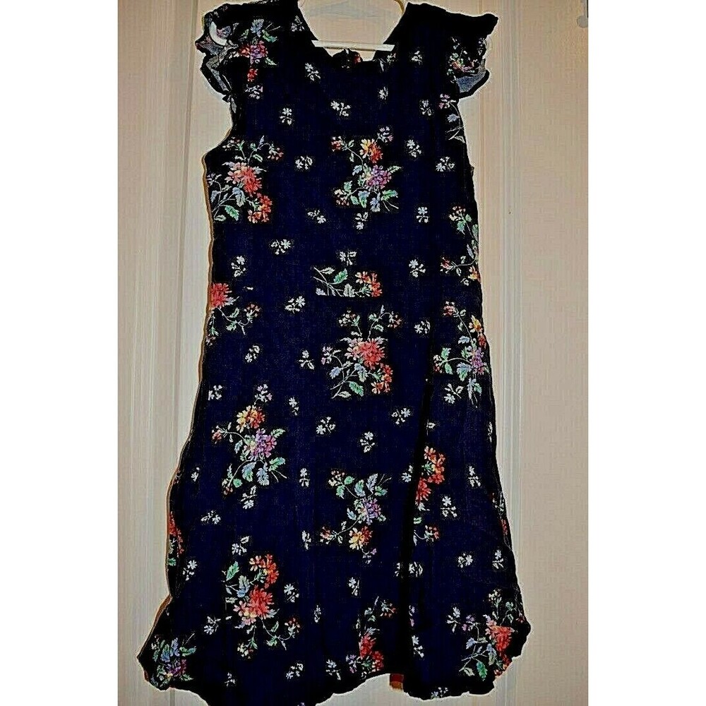 EUC GAP KIDS NAVY FLORAL DRESS SIZE M